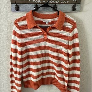 Striped Orange and White Sweater